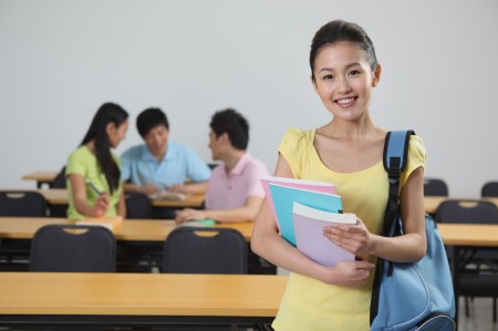 College student in classroom